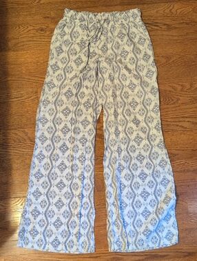 Rewash Spring Wide Leg Linen Printed Casual Pants